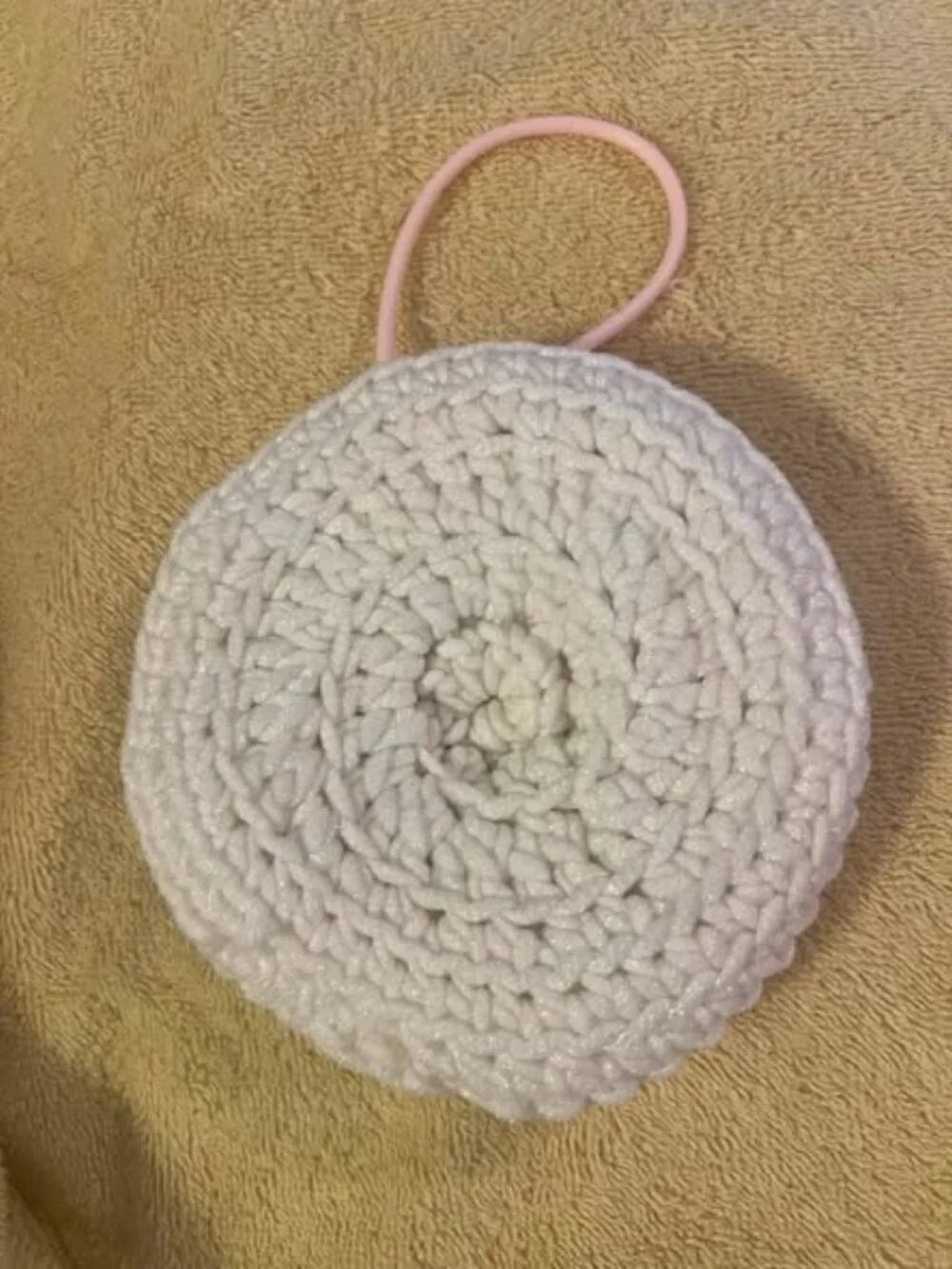 Body Exfoliator - White - Washable - Made w/Scrubology Yarn (Designed for dishes
